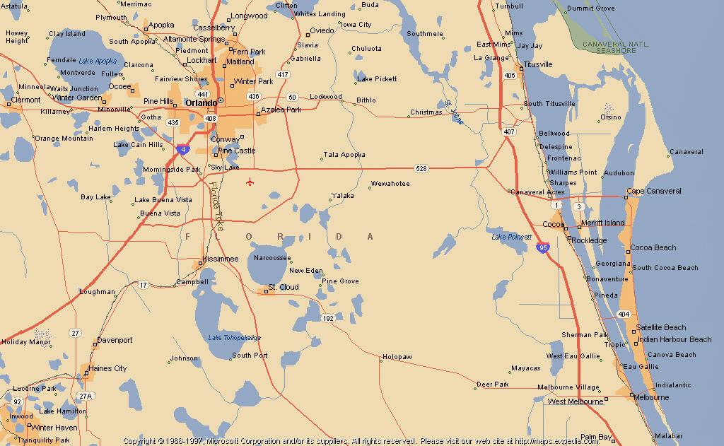 Area map of the Orlando, Fl. area.
