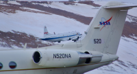 Two NASA aircraft are taking coordinated measurements of clouds, aerosols and sea ice in the Arctic this summer as part of the ARCSIX field campaign. In this image from Thursday, May 30, NASA’s P-3 aircraft takes off from Pituffik Space Base in northwest Greenland behind the agency’s Gulfstream III aircraft. Credit: NASA/Dan Chirica