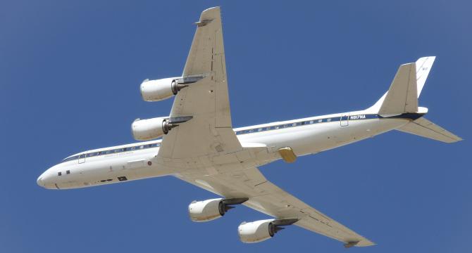 NASA's DC-8 aircraft will be outfitted with 20 instruments to measure the atmosphere for the ATom mission. Credits: NASA/Armstrong