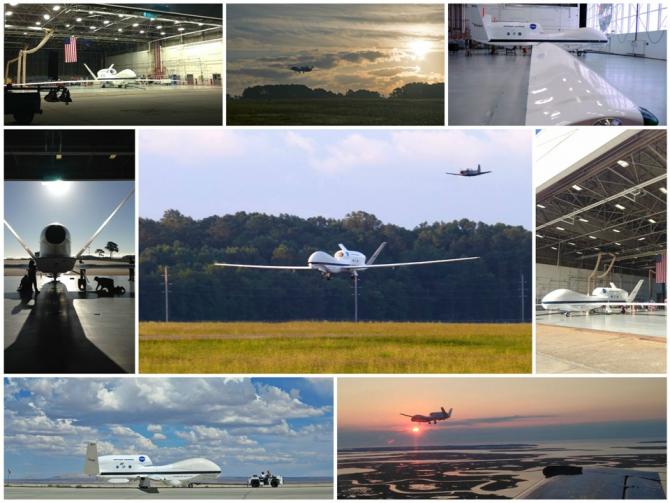 Collage of Global Hawk photos taken during the 2014 mission. Image Credit:  NASA/ Brian Kelly and Erin Czech
