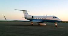 NASA's C-20A Airborne Science research aircraft taxis in at Keflavik International Airport