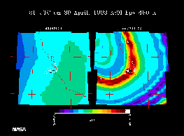 Comparison of Ertel's potential vorticity (EPV) on 30 April 1993 at 21 GMT on the 460 K
isentropic surface.