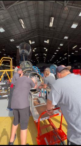 Picture of the day: With the assistance of the JSC mechanics, Michael Lawller and Daniel Murphy were able to install PALMS and check for power.