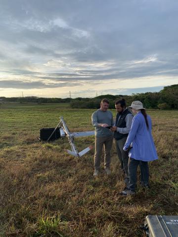 Training in the field for this morning’s flight