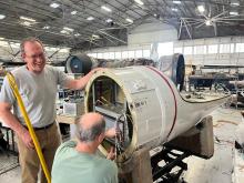 Picture of the day: David Eckberg and Glenn Diskin, from instrument DLH, installed their hardware into the NASA WB-57 spear pod.