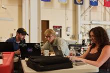 From left to right: Grant Finneman, Jackson Begolka, and Jennifer Moore. Photo credit: Cameron Petrusevski | UCLA