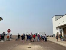 Families from the Montana Air National Guard watching the ER-2 takeoff for RF04 during their annual Family Day Event 