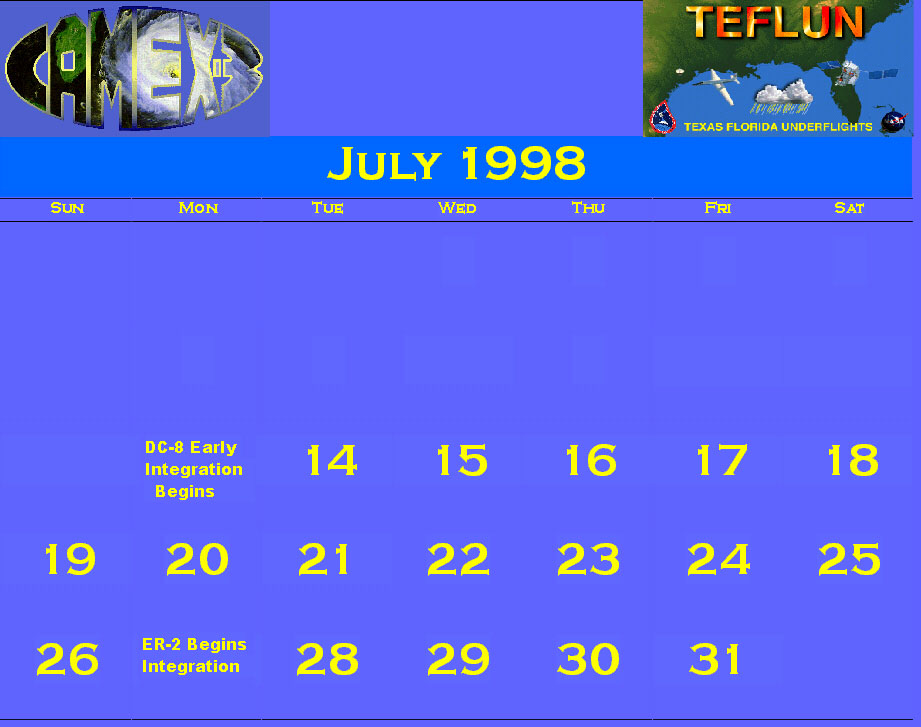 TEFLUN-B calendar of events for July 1998.